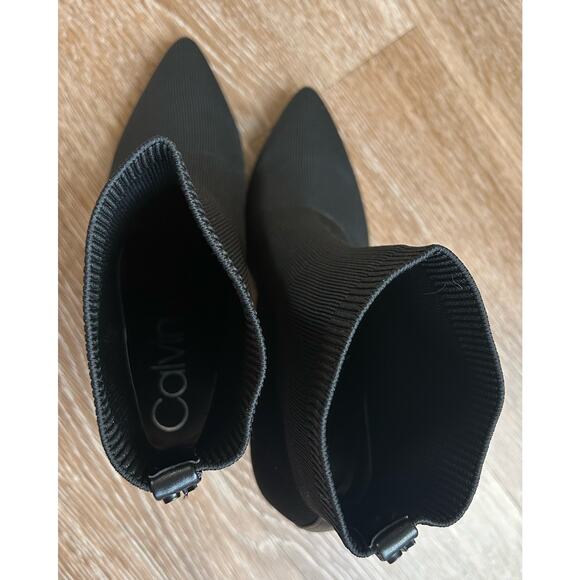 Calvin Klein Gabby Sock‎ Knit Heel Pointy Toe Boots Booties Size 10 Black - Picture 6 of 7